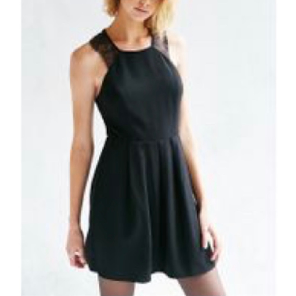Kimchi Blue Mini Dress Lace Pleated Cut Out Back
